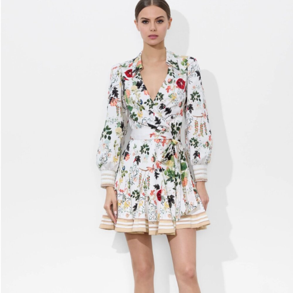 Alice + Olivia Alisa Godet Wrap Shirt Dress
